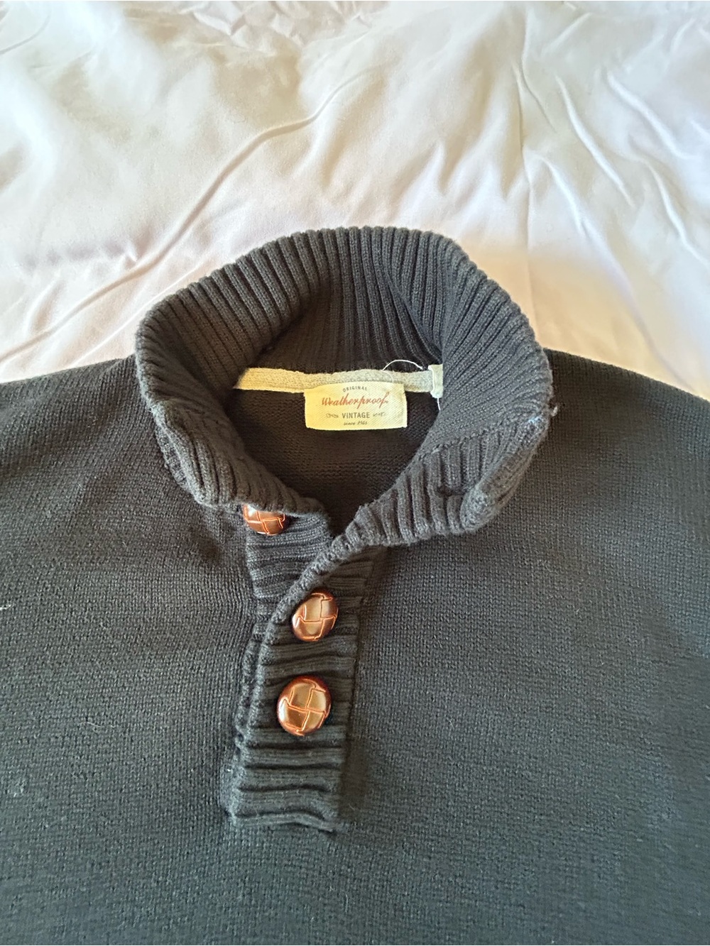 Weatherproof Men’s Dark Gray Zip-Up Sweater with Button Placket